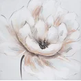 Obraz BLOSSOM 2 ręcznie malowany na płótnie kwiat z elementami brokatu i kryształkami - 60 x 60 cm - beżowy 1