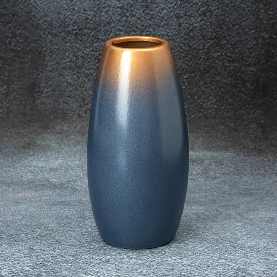 Wazon ceramiczny NESSA z efektem ombre - ∅ 11 x 22 cm - niebieski