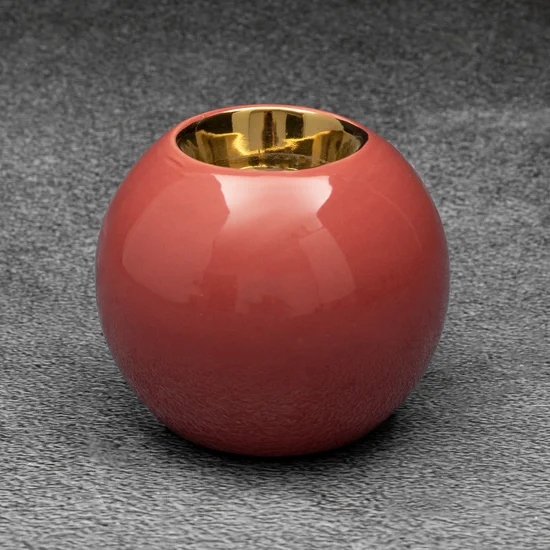 Świecznik ceramiczny SIBEL gładki i nowoczesny design - ∅ 9 x 8 cm - ciemnoróżowy