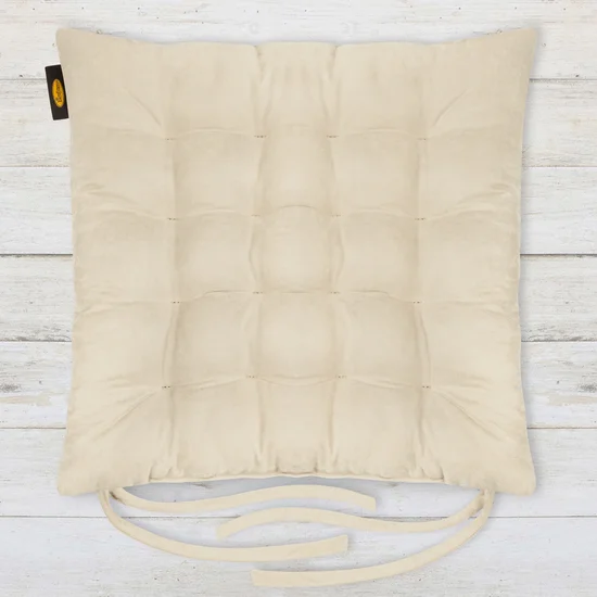 ADORE dwustronna welurowa poduszka siedziskowa na krzesło z szesnastoma pikowaniami, gramatura 195 g/m2 - 40 x 40 x 6 cm - kremowy
