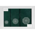 Komplet ręczników z haftem w kształcie mandali w kartonowym opakowaniu - 56 x 36 x 7 cm - butelkowy zielony 1