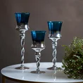 Świecznik bankietowy szklany CLARE 2 na wysmukłej nóżce srebrno-niebieski - ∅ 10 x 30 cm - srebrny 5