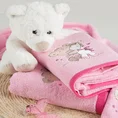 Ręcznik BABY z haftowaną aplikacją z misiem i osiołkiem - 50 x 90 cm - różowy 7