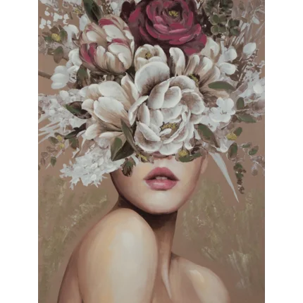 Obraz BLOSSOM 1 ręcznie malowany na płótnie portret kobiety z kwiatami na głowie Obraz BLOSSOM 1 ręcznie malowany na płótnie portret kobiety z kwiatami na głowie - 60 x 80 cm
