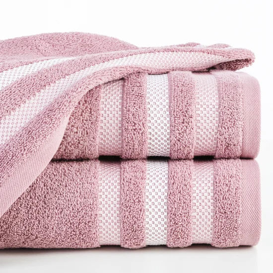 EUROFIRANY CLASSIC Ręcznik bawełniany GRACJA z ozdobną bordiurą w pasy - 30 x 50 cm - liliowy