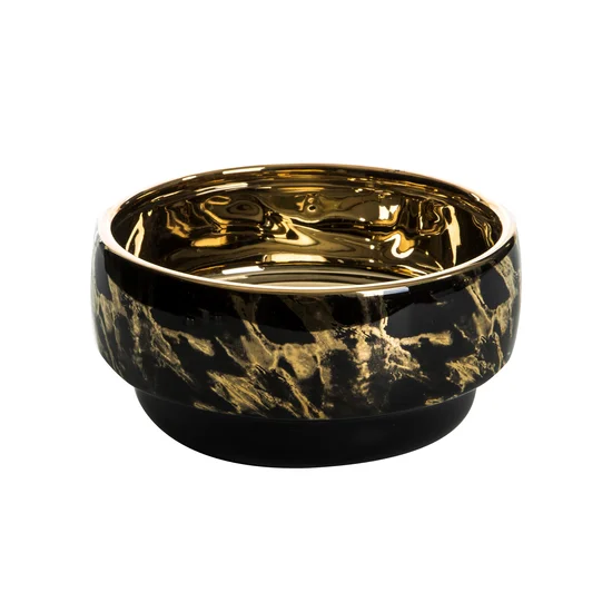 Misa ceramiczna KYLA ze złotymi przetarciami - ∅ 20 x 10 cm - czarny
