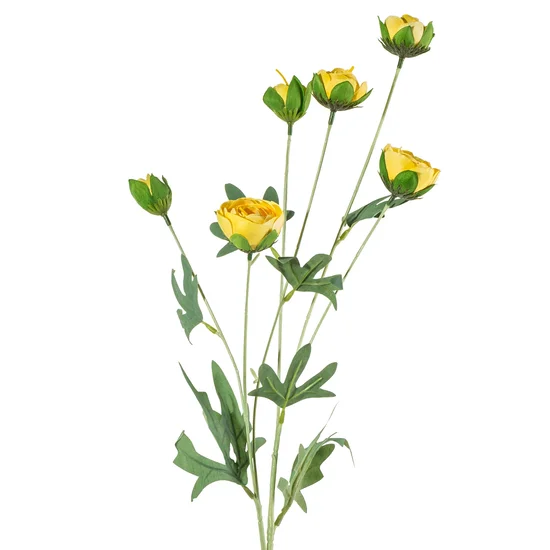JASKIER - PEŁNIK, kwiat sztuczny dekoracyjny - dł. 81 cm dł. z kwiatami 39 cm śr. kwiat 5 cm - żółty