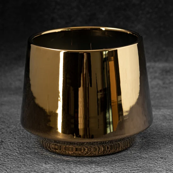 Osłonka ceramiczna na donicę IVA 2 złota - ∅ 15 x 12 cm - złoty