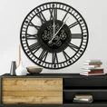 Dekoracyjny zegar ścienny w stylu industrialnym z metalu z ruchomymi kołami zębatymi - 90 x 8 x 90 cm - czarny 2