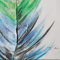 Obraz PIÓRO ręcznie malowany na płótnie z elementami brokatu - 50 x 50 cm - biały 2
