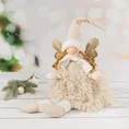 Figurka świąteczna DOLL aniołek w zimowym stroju z miękkich tkanin - 20 x 16 x 70 cm - beżowy 1
