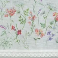 Zazdrostka z etaminy z nadrukiem letnich polnych kwiatów i bawełnianą koronką - 150 x 60 cm - biały 6