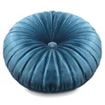 Okrągła poduszka VELVET z miękkiego welwetu pikowana guzikiem, z wypełnieniem - ∅ 40 cm - niebieski 1
