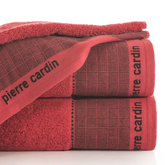 PIERRE CARDIN Ręcznik MAKS w kolorze czerwonym, z żakardową bordiurą w kosteczkę - 70 x 140 cm - czerwony