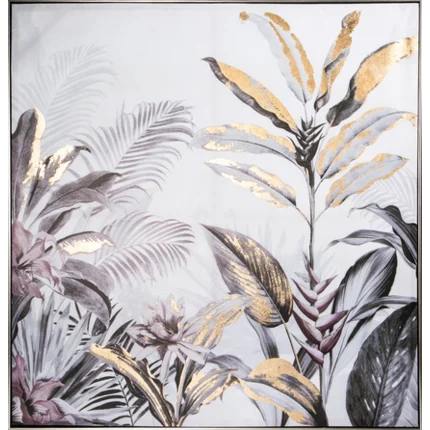 Obraz TROPIC nadruk na płótnie ze złotymi elementami Obraz TROPIC nadruk na płótnie ze złotymi elementami - 100 x 100 cm