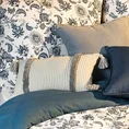 TERRA COLLECTION Poszewka PALERMO  z grubej tkaniny bawełnianej zdobiona puszystymi pasami i chwostami na rogach - 60 x 60 cm - srebrny 6
