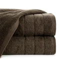 Ręcznik bawełniany DALI z bordiurą w paseczki przetykane srebrną nitką - 70 x 140 cm - ciemnobrązowy 1