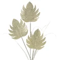 Gałązka z brokatowymi liśćmi z pianki foamiran - 80 cm - srebrny 1