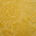 Welurowy ręcznik zdobiony na całej powierzchni żakardowym kwiatowo-ornamentowym wzorem - 70 x 140 cm - musztardowy 2