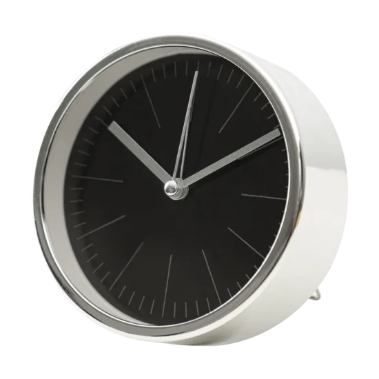 Dekoracyjny zegar stołowy w stylu vintage czarno-srebrny - 11 x 4 x 11 cm - czarny