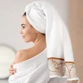 LIMITED COLLECTION ręcznik LUNA 3 z miękkiej bawełny z żakardową bordiurą z motywem liści miłorzębu BLASK BIELI - 70 x 140 cm - biały 7