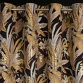 Zasłona ADEL z miękkiego welwetu z motywem liści  podkreślonych złotymi akcentami - 140 x 250 cm - czarny 6