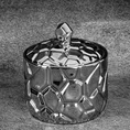 Pojemnik ceramiczny RENI z wytłaczanym geometrycznym wzorem - 12 x 12 x 13 cm - srebrny 3