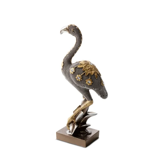 Flaming figurka ceramiczna srebrno-złota - 12 x 7 x 27 cm - srebrny