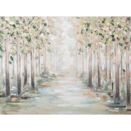 Obraz  FOREST ręcznie malowany na płótnie jesienny pejzaż lasu - 80 x 60 cm - zielony