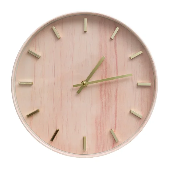 Dekoracyjny zegar ścienny, styl nowoczesny, o średnicy 30 cm - 30 x 4 x 30 cm - różowy