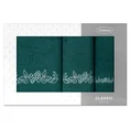 Zestaw upominkowy  CLAVIA 3 szt ręczników z haftem z motywem kwiatowym w kartonowym opakowaniu na prezent - 56 x 36 x 7 cm - ciemnozielony 2
