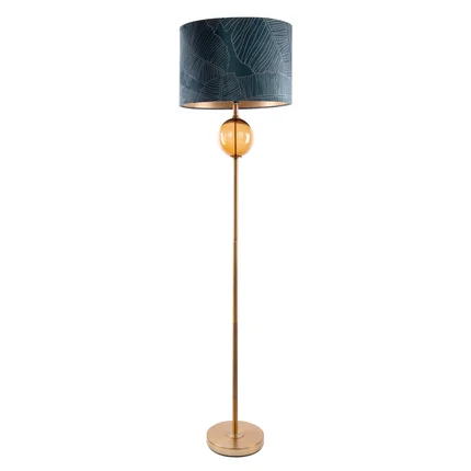LIMITED COLLECTION Lampa stojąca MUSA 2 z podstawą łączącą szkło i metal oraz welwetowy abażur LIMITED COLLECTION Lampa stojąca MUSA 2 z podstawą łączącą szkło i metal oraz welwetowy abażur - ∅ 46 x 165 cm