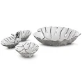 Patera ceramiczna MORISA w kształcie liścia monstery wykończona srebrnymi akcentami - 24 x 31 x 8 cm - biały 3