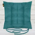ADORE dwustronna welurowa poduszka siedziskowa na krzesło z dziewięcioma pikowaniami, gramatura 195 g/m2 - 40 x 40 x 6 cm - ciemnoturkusowy 1