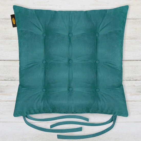 ADORE dwustronna welurowa poduszka siedziskowa na krzesło z dziewięcioma pikowaniami, gramatura 195 g/m2 - 40 x 40 x 6 cm - ciemnoturkusowy