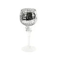 Świecznik szklany VENICE na wysmukłej nóżce ze srebrzystym kielichem o marmurkowej strukturze - ∅ 13 x 30 cm - biały 1