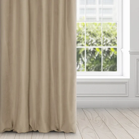 Zasłona ADELAIDE z miękkiej tkaniny o zamszowym chwycie i drobnym strukturalnym wzorze - 140 x 270 cm - kremowy