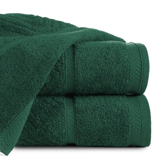 REINA LINE Ręcznik z bawełny zdobiony wzorem w zygzaki z gładką bordiurą - 50 x 90 cm - butelkowy zielony