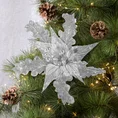 Świąteczny kwiat dekoracyjny z tkaniny zdobiony brokatem - 29 cm - srebrny 1