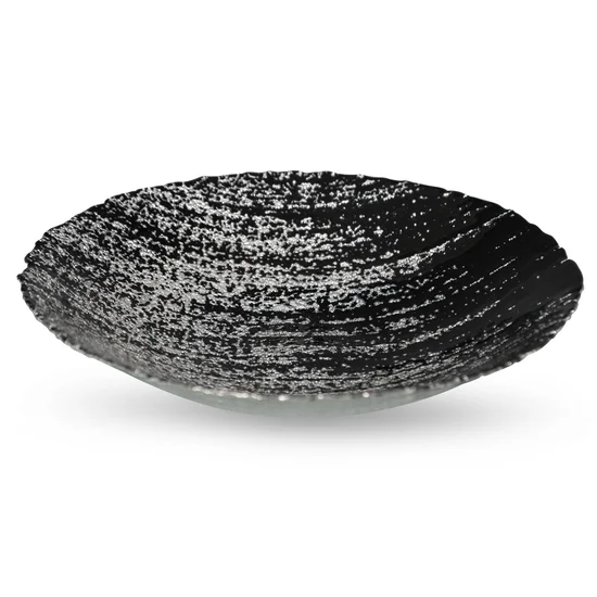 Misa ADELA z czarnego szkła artystycznego przecierana srebrem - ∅ 30 x 6 cm - czarny