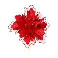 Świąteczny kwiat dekoracyjny z welwetowej tkaniny z wytłaczanymi płatkami - 21 x 20 cm - czerwony 2