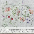 Zazdrostka z etaminy z nadrukiem letnich kwiatów polnych i bawełnianą koronką - 150 x 30 cm - biały 6