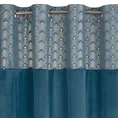 Zasłona ELEN z welwetu z ozdobnym pasem z jasnozłotym nadrukiem geometrycznym w górnej części - 140 x 250 cm - niebieski 6