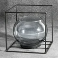 Świecznik dekoracyjny  szklana kula w metalowej ramie - 17 x 17 x 17 cm - czarny 1