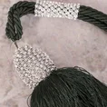 Dekoracyjny sznur do upięć z chwostem dekorowany kryształkami glamour - 70 cm - butelkowy zielony 3