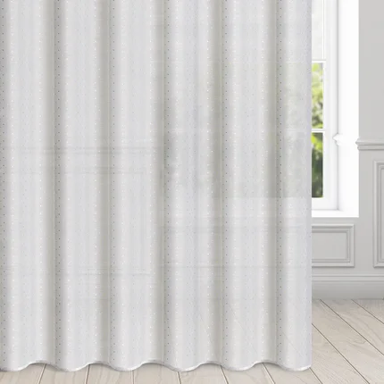 Firana gotowa SIBEL z szampańskim nadrukiem drobnych kwadracików Firana gotowa SIBEL z szampańskim nadrukiem drobnych kwadracików - 400 x 250 cm