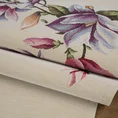 Obrus gobelinowy zdobiony  motywem kwiatów magnolii - 100 x 100 cm - naturalny 4