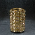 Świecznik TESA z metalu szkła i kryształków w stylu glamour, złoty - ∅ 12 x 17 cm - złoty 1