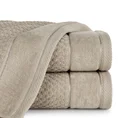 Ręcznik FRIDA bawełniany o strukturze krateczki z szeroką welurową bordiurą - 30 x 50 cm - beżowy 1