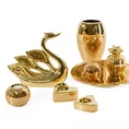 Świecznik ceramiczny w kształcie serca  dekorowany  lusterkami w stylu glamour złoty - ∅ 10 x 4 cm - złoty 4